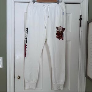 The Laundry Room White Graphic Sweatpants with Fox Patch coors light Sz m